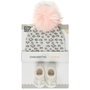 Tom et Zoe Conjunto Gorro y Calcetines Animal Print, Topos Dorados, Borla Rosa