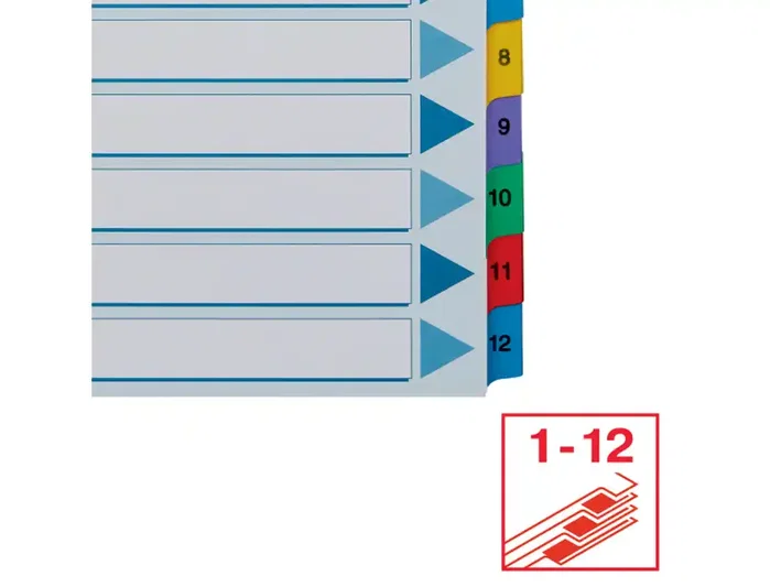 Esselte Separador Numérico 1-12 Juego de 12 DIN A4 Multicolor