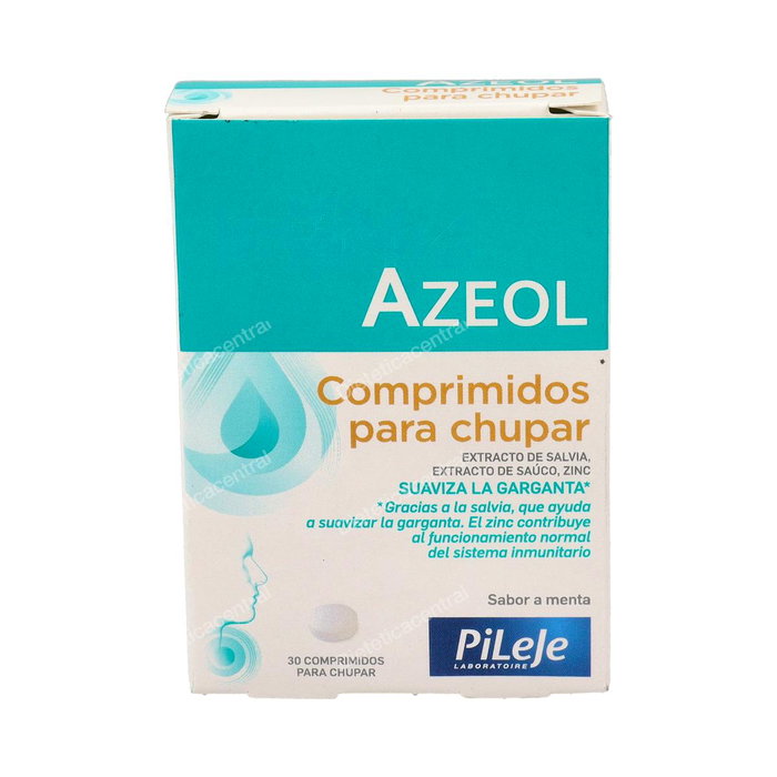 PILEJE Azeol Garganta 30 Comprimidos Masticables Sabor Menta - Suaviza la Garganta con Extractos de Salvia y Saúco PILEJE Azeol Garganta 30 Comprimidos Masticables Sabor Menta - Suaviza la Garganta con Extractos de Salvia y Saúco