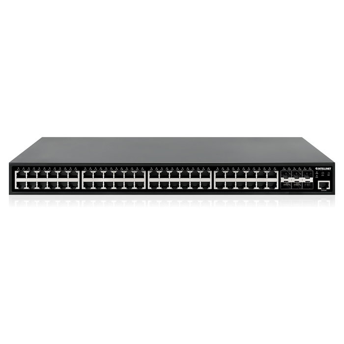 Intellinet 48-Port Gigabit L2+ Fully Managed PoE+ Switch con 6 SFP+ Uplinks (450 W, 19")