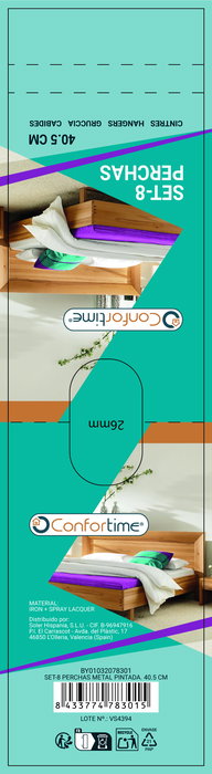 Confortime Set 8 Perchas Metal Pintada 40.5 cm (24 Unidades)