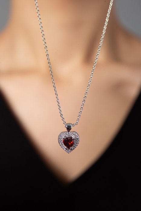 Heliophilia Silver CK9584 Collar de Metal con Pieza Central de Coral Color Plata