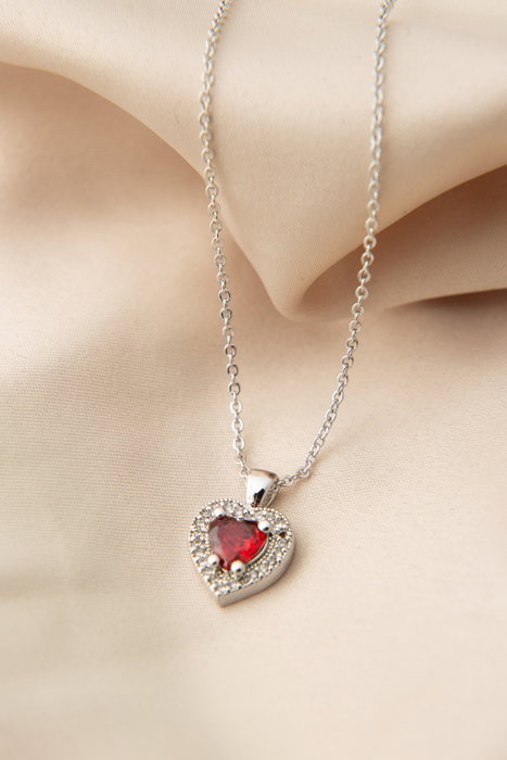 Heliophilia Silver CK9584 Collar de Metal con Pieza Central de Coral Color Plata