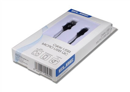 Elbe CA-118-MICRO Cable USB a Micro USB Alta Velocidad Carga Rápida QC 2A Sincronización Datos 480Mbps 1m