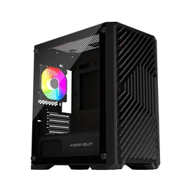 Keep Out XC-220 GLASS Caja de Ordenador Gaming Micro-ATX, Negro, Cristal Templado, con 4 Ventiladores ARGB, Bahías 1x3.5" y 2x2.5", Puertos USB 3.0