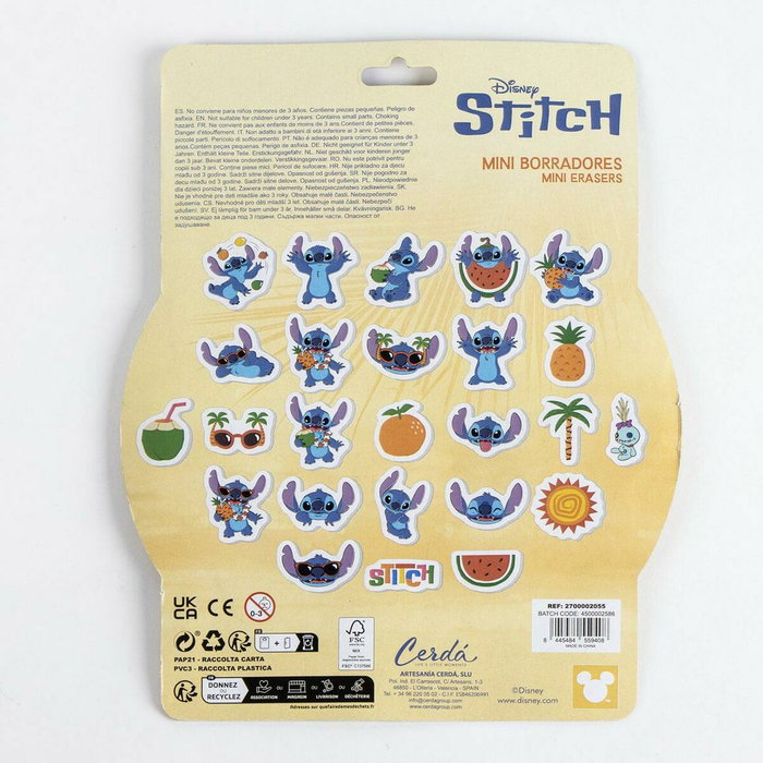 Cerdá Pack de 25 Gomas de Borrar Stitch Multicolor