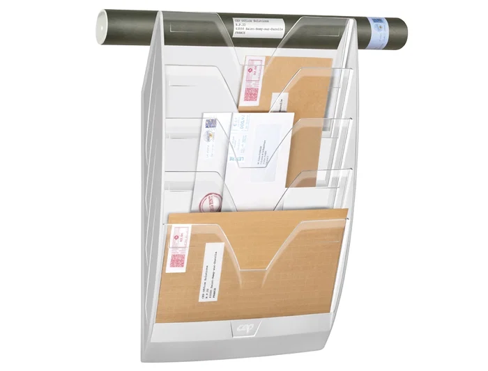 Cep Expositor Mural Portacatalogos 5 Compartimentos Plastico Transparente Blanco 580x122x350mm