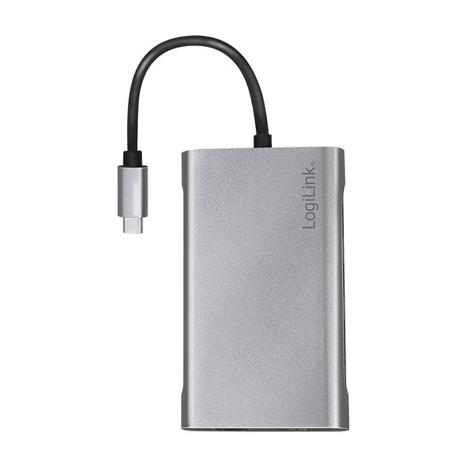 LogiLink Docking Station USB-C de 8 puertos con USB 3.2 Gen1 y PD, plata