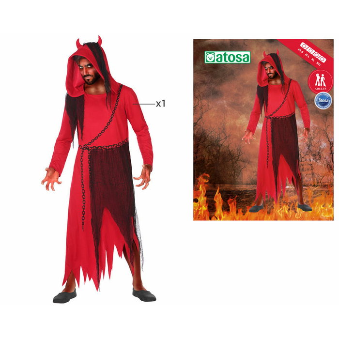 atosa Disfraz de Demonio Hombre Adulto Rojo XL