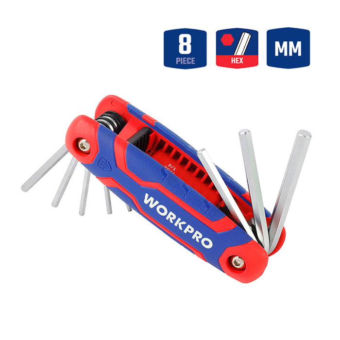 Workpro Juego de 8 llaves allen plegables métricas Workpro Juego de 8 llaves allen plegables métricas