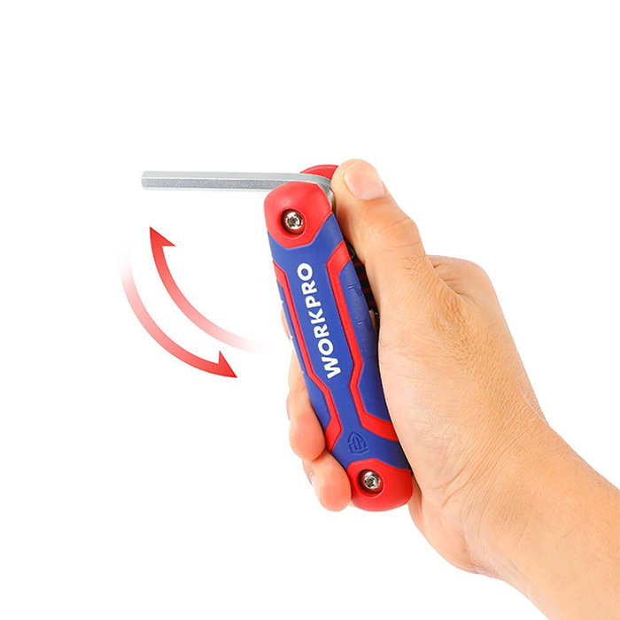 Workpro Juego de 8 Llaves Allen Plegables Métrico Acero Cromo-Vanadio