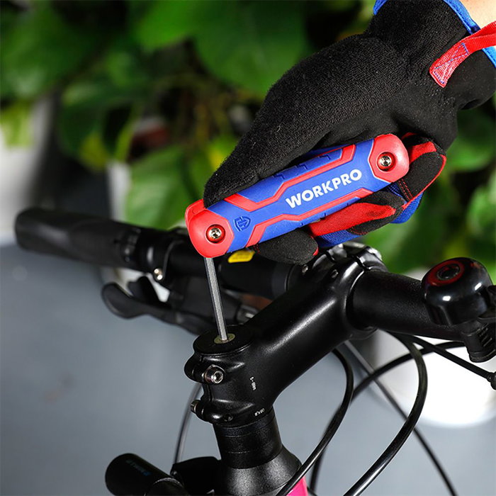 Workpro Juego de 8 Llaves Allen Plegables Métrico Acero Cromo-Vanadio