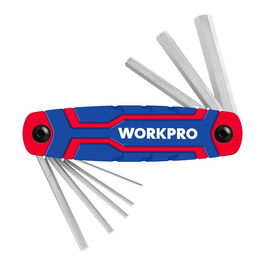 Workpro Juego de 8 Llaves Allen Plegables Métrico Acero Cromo-Vanadio