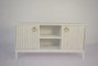 DKD Home Decor Mueble TV Mango y Metal Blanco y Dorado 120x40x60