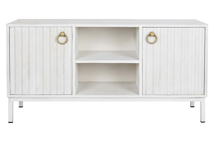 DKD Home Decor Mueble TV Moderno Blanco Dorado 120 x 40 x 60 cm