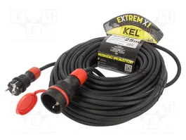 KEL Prolongador de alimentación H05RR-F 3G2,5mm2 25m Negro