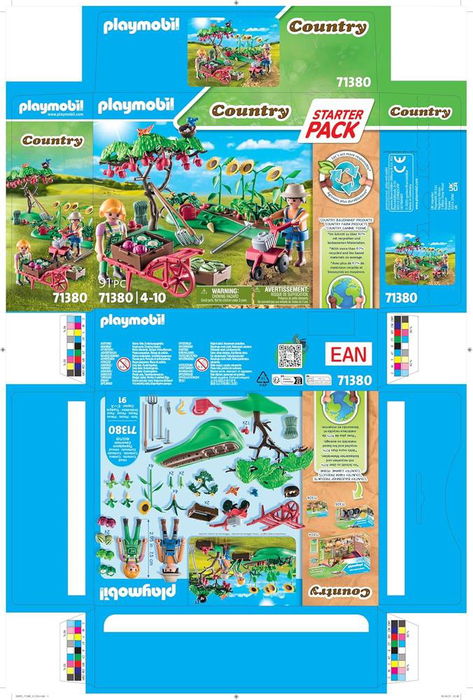 Playmobil Starter Pack Huerto - Set de Granja Ecológica con 2 Figuras, Accesorios de Jardinería y Animales para Juego de Rol