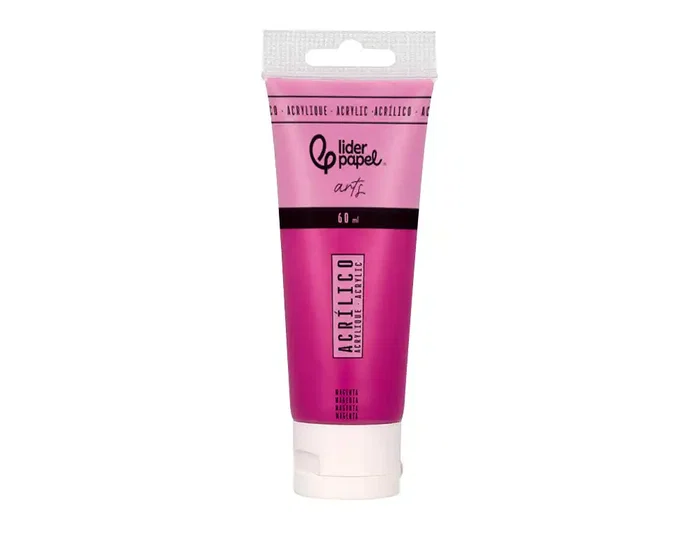 Liderpapel Pintura acrílica en tubo de plástico de 60 ml, color Magenta