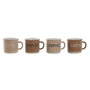 DKD Home Decor Set de Café de Gres de 4 Piezas Marrón 180ml