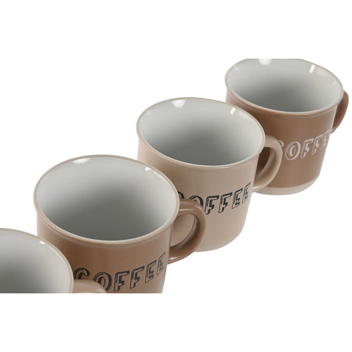 DKD Home Decor Set de Café de Gres de 4 Piezas Marrón 180ml