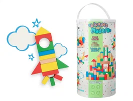 Imaginovo Juego de Construccion de Bloques de Madera Infantil +12 meses 100 Piezas 29x29x3,5cm
