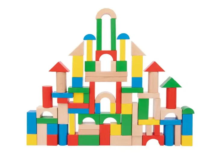 Imaginovo Juego de Construccion de Bloques de Madera Infantil +12 meses 100 Piezas 29x29x3,5cm