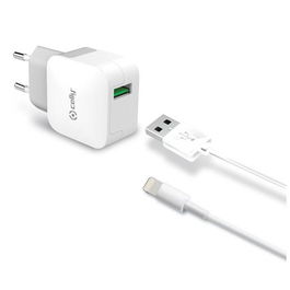 Celly Cargador Pared USB + Cable USB - Lightning 12W Blanco
