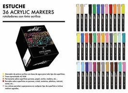 ARTIST BY ALEX BOG Estuche 36 Rotuladores Acrylic Marker Serie Artist Colores Surtidos con Organizador