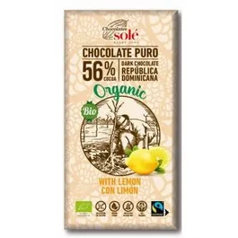 Chocolates Sole Chocolate Negro 56% Cacao con Limón, 100 g, Ecológico