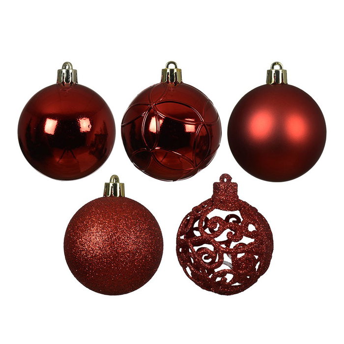 Decoris Bolas de navidad rojo, caja 35 uds, Ø6 cm