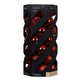 Decoris Bolas de navidad rojo, caja 35 uds, Ø6 cm