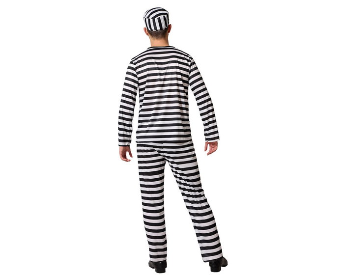 Disfraz Preso Hombre Adulto Blanco y Negro XXL