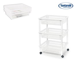 Tontarelli Carrito Verdulero 3 Cestos 40 x 29 x 62 cm Blanco Mito 3 (12 Unidades)