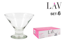LAV Set de 6 Copas para Helado "Crem" con Diseño Clásico, Capacidad 165 cc (10.5 cm de Diámetro) (6 Cajas)