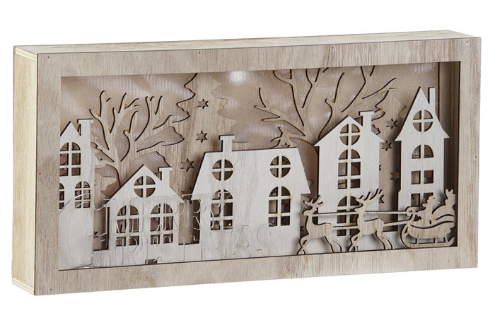 DKD Home Decor Decoración de Pared MDF LED Natural 30x15x5 cm