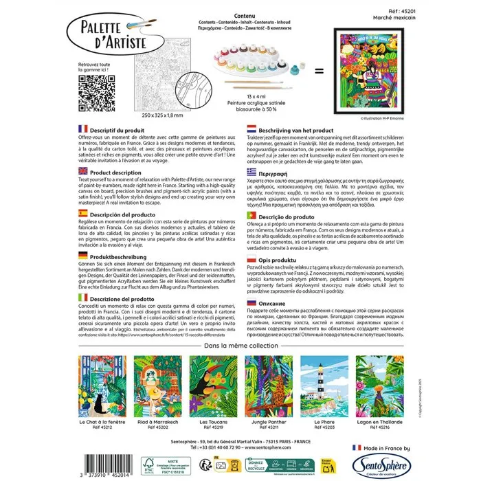 Sentosphere AAAQX29393 Pintura acrílica para adultos, kit de pintura por números sobre lienzo con paleta de artista