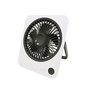 F-Air Ventilador de Sobremesa Recargable Blanco y Negro, Batería 1200 mAh, 3 Velocidades, Compacto 16.5 x 14 cm, Base Plegable