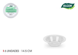 Algon Set 6 Bol Plástico Transparente 14.5 cm (24 Unidades)
