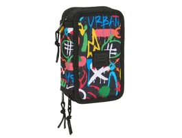 Safta Plumier Escolar Triple Cremallera 37 Piezas, Colección Graffiti, Dimensiones 195x125x55 mm