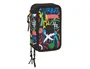 Safta Plumier Escolar Triple Cremallera 37 Piezas, Colección Graffiti, Dimensiones 195x125x55 mm
