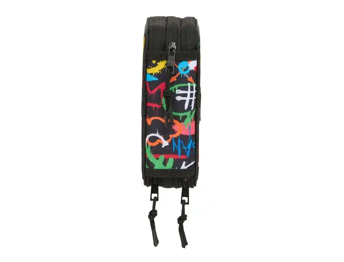 Safta Plumier Escolar Triple Cremallera 37 Piezas, Colección Graffiti, Dimensiones 195x125x55 mm