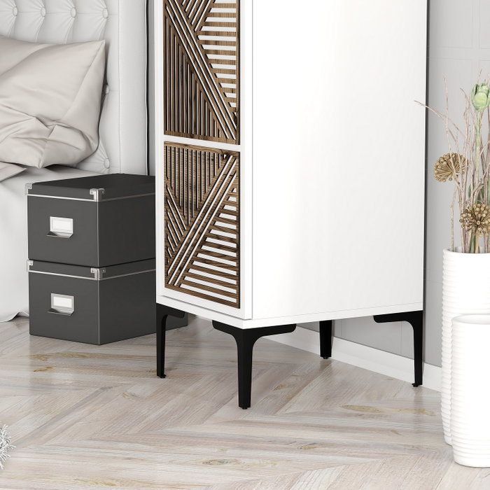 Hanah Home Armario Kumsal P - Blanco Ancho 40 cm x Alto 47.5 cm x Profundo 201.4 cm Tablero Melamina Robusto y Elegante para Dormitorio