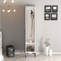 Hanah Home Armario Kumsal P - Blanco Ancho 40 cm x Alto 47.5 cm x Profundo 201.4 cm Tablero Melamina Robusto y Elegante para Dormitorio
