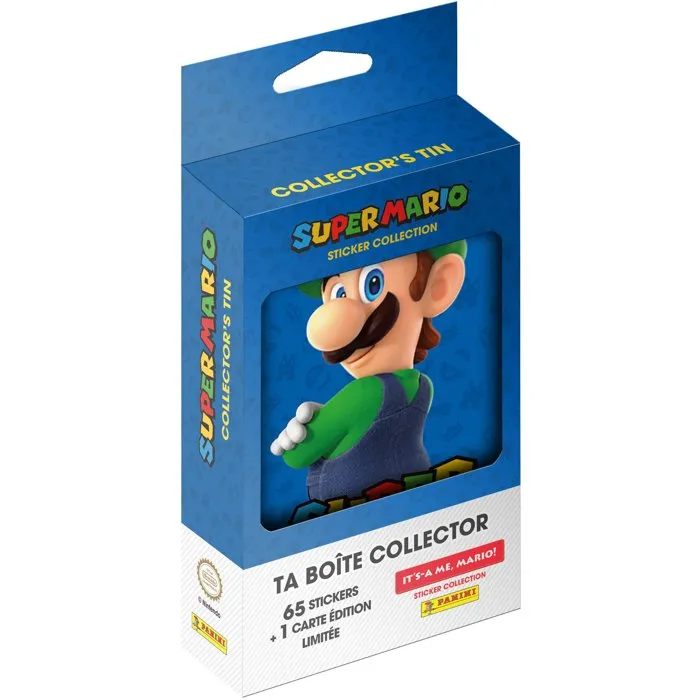 Panini Lata Coleccionable Super Mario 2: 13 Sobres, 65 Pegatinas + Tarjeta Edición Limitada - PAN8051708024876