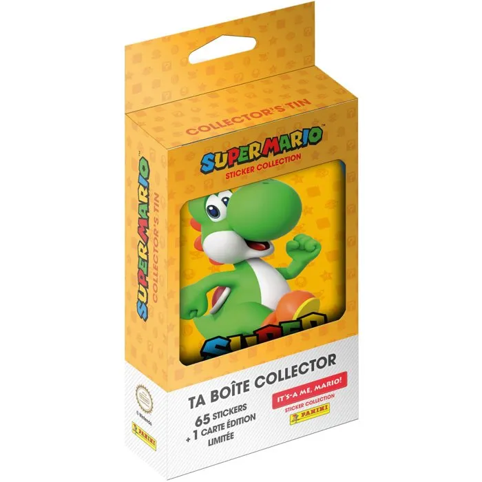 Panini Lata Coleccionable Super Mario 2: 13 Sobres, 65 Pegatinas + Tarjeta Edición Limitada - PAN8051708024876