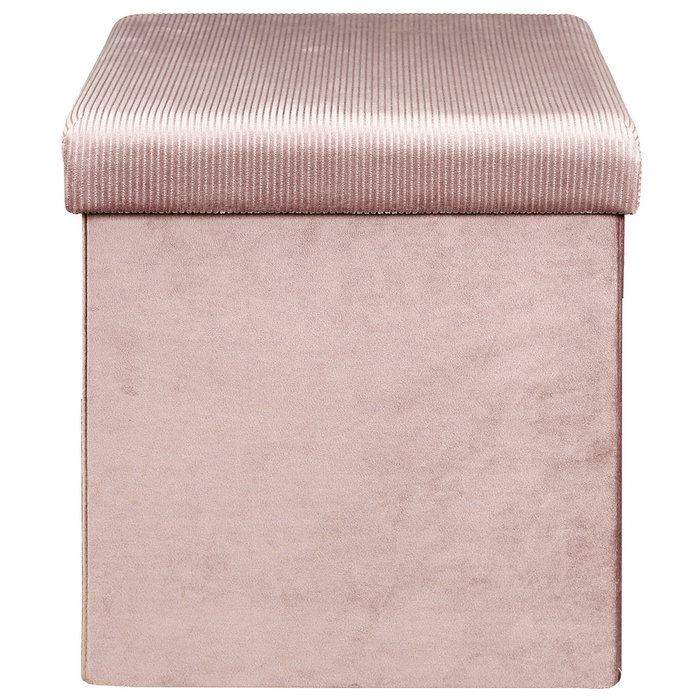 Home Deco Factory Caja Puf Plegable Rosa Terciopelo Colección Lounge 38x38 cm