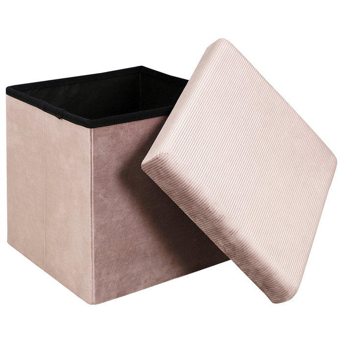 Home Deco Factory Caja Puf Plegable Rosa Terciopelo Colección Lounge 38x38 cm
