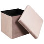 Home Deco Factory Caja Puf Plegable Rosa Terciopelo Colección Lounge 38x38 cm