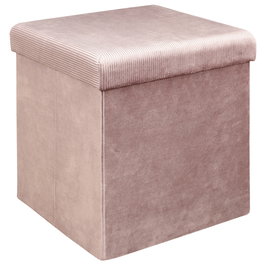 Home Deco Factory Caja Puf Plegable Rosa Terciopelo Colección Lounge 38x38 cm