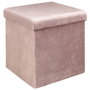 Home Deco Factory Caja Puf Plegable Rosa Terciopelo Colección Lounge 38x38 cm